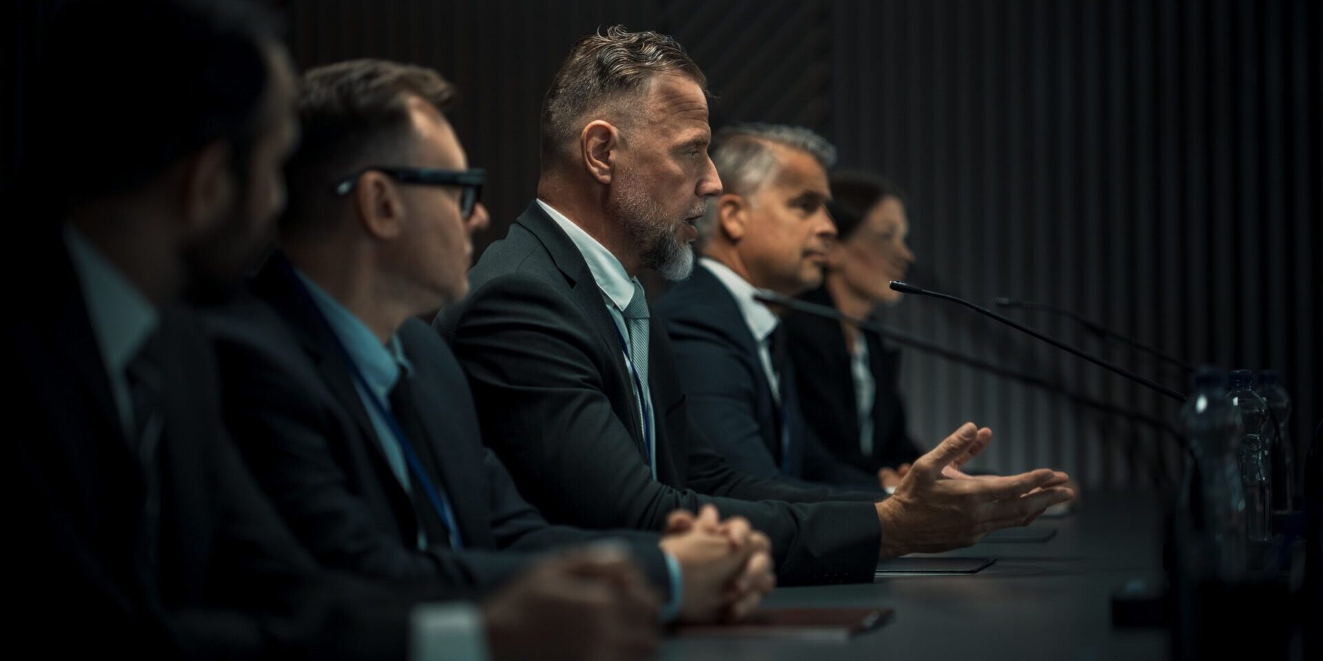 Panel of professionals speaking at a conference.